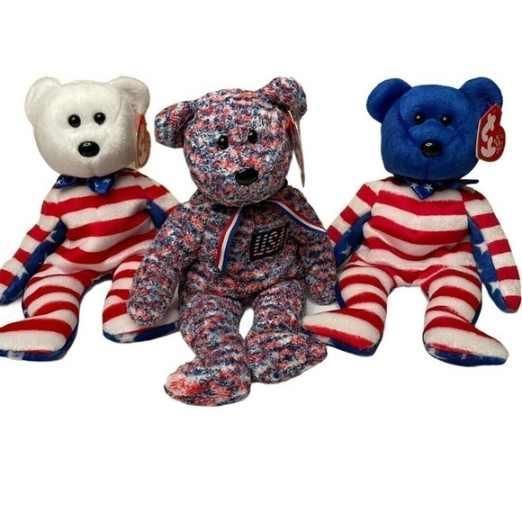 TEAM USA! Patriotic Ty Beanie Babies - Lot of three - Picture 1 of 7